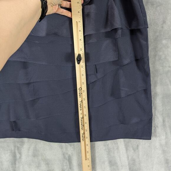 August Silk Skirt Womens 12 Asymmetrical Tiers Ruffles Blue Polyester Short - Picture 8 of 10